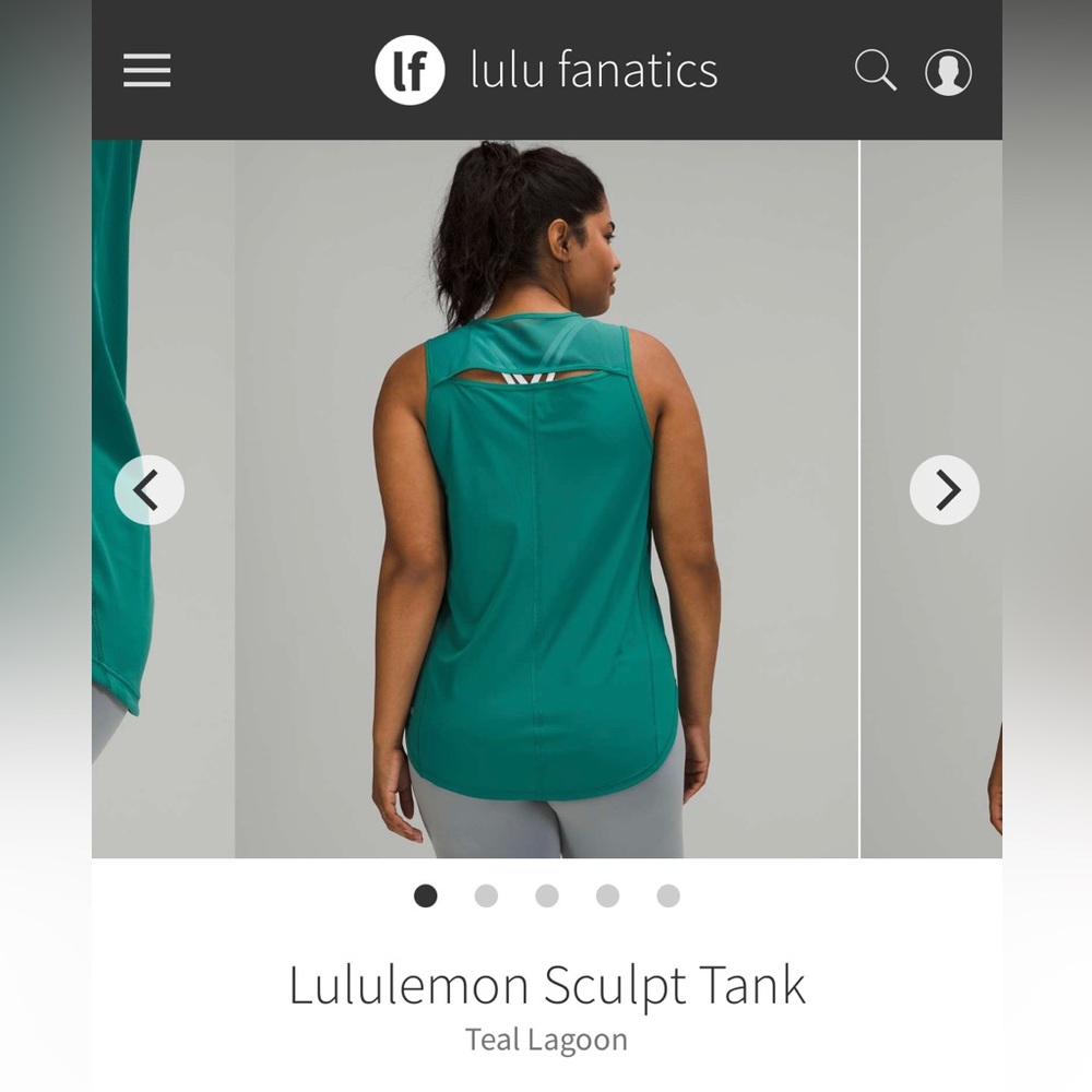 NWT Lululemon Sculpt Tank Teal Lagoon sz14